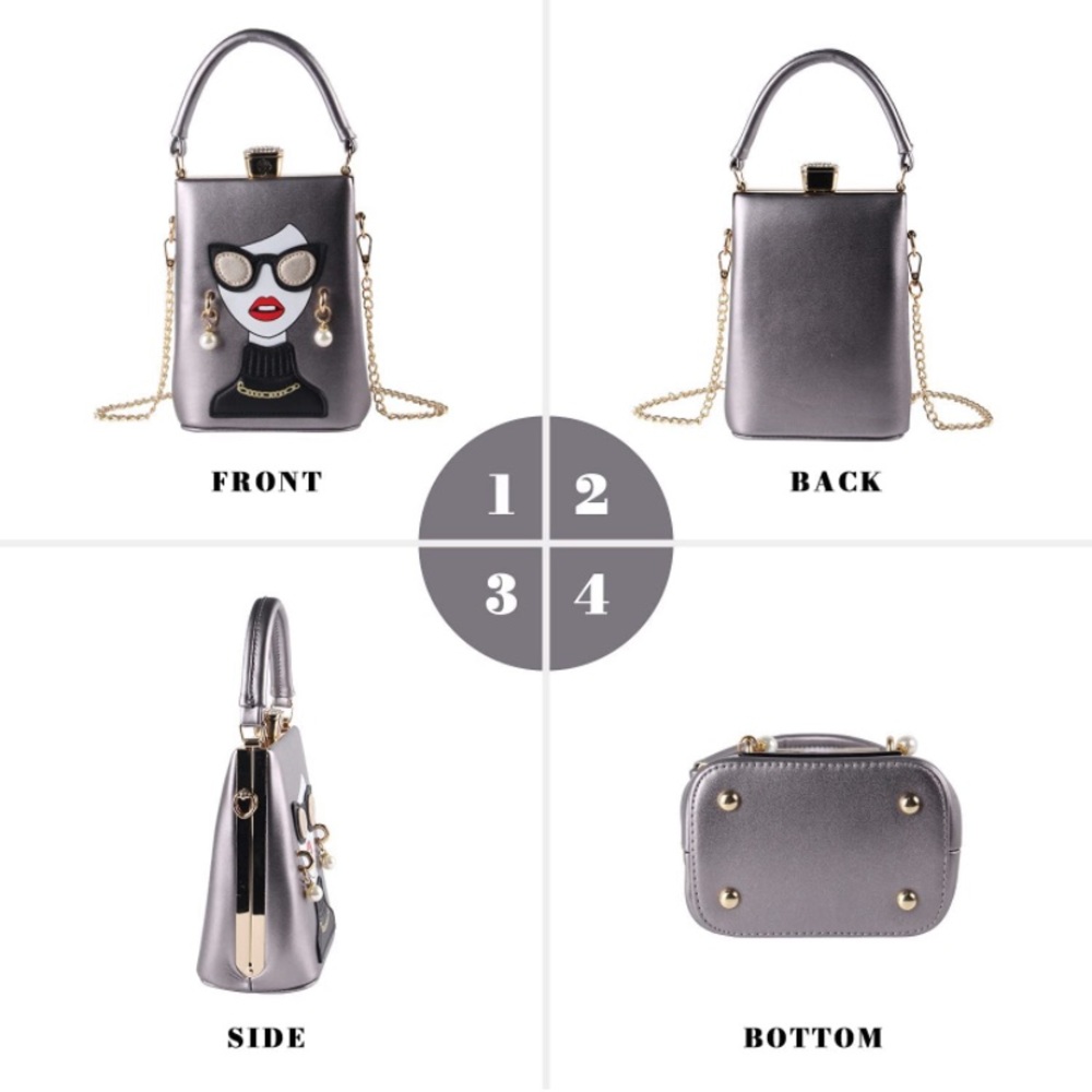 LADY FACE Lips Retro Novelty Crossbody Satchel NWT